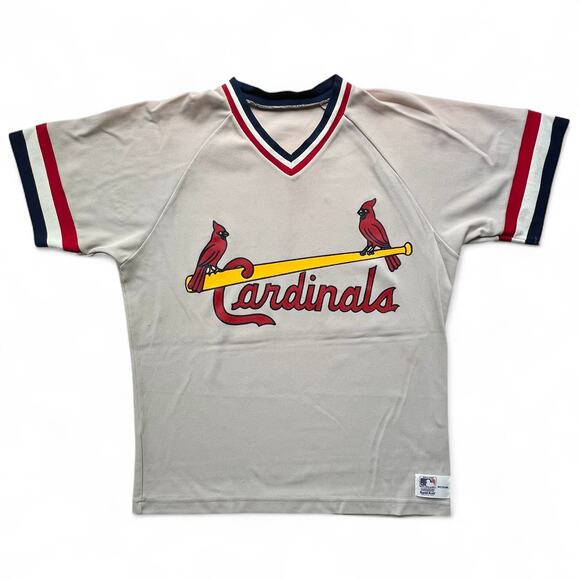 True Vintage St Louis Cardinals Sand Knit Medalist USA Made Baseball Jersey Gray - Picture 1 of 12